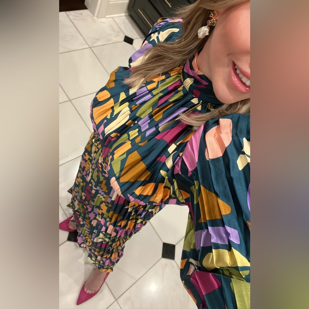 Worn ONE time. Beautiful, silky dress.
